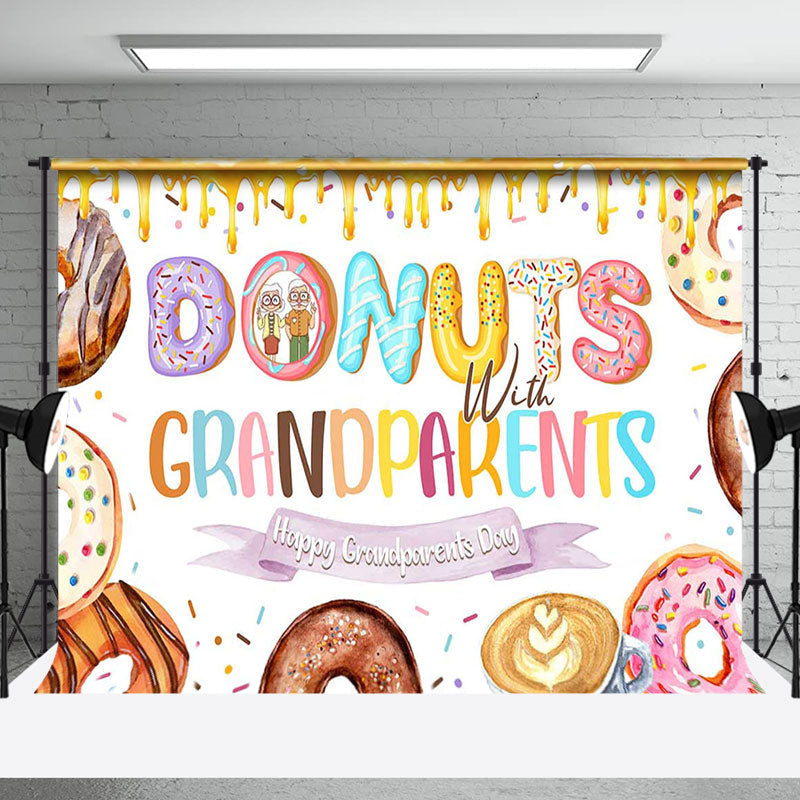 Aperturee - Colorful Donut Cream Happy Grandparents Day Backdrop