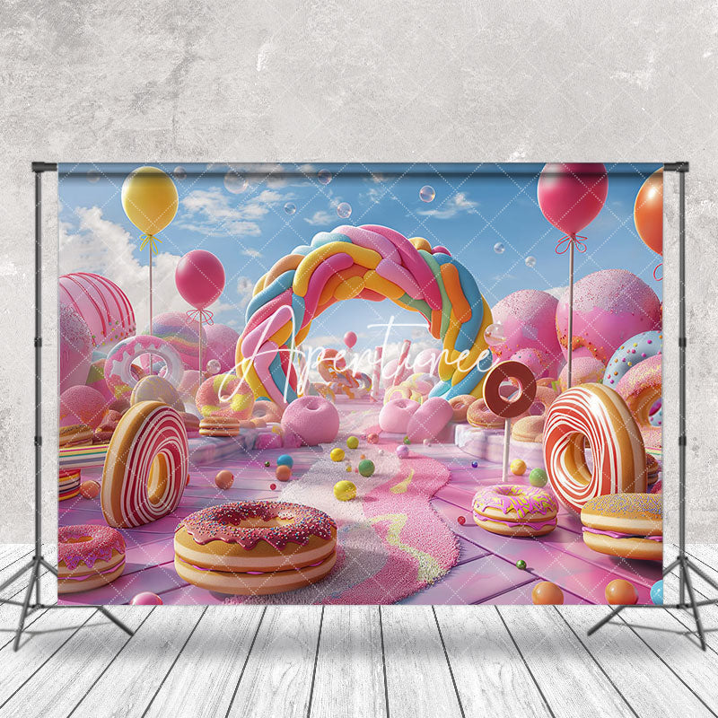 Aperturee - Colorful Donut Dessert Candyland Cake Smash Backdrop