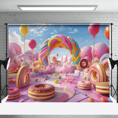 Aperturee - Colorful Donut Dessert Candyland Cake Smash Backdrop