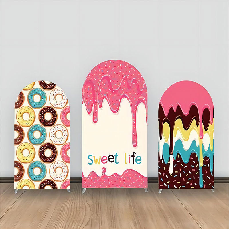 Aperturee - Colorful Donuts Cream Sweet Life Arch Backdrop Kit