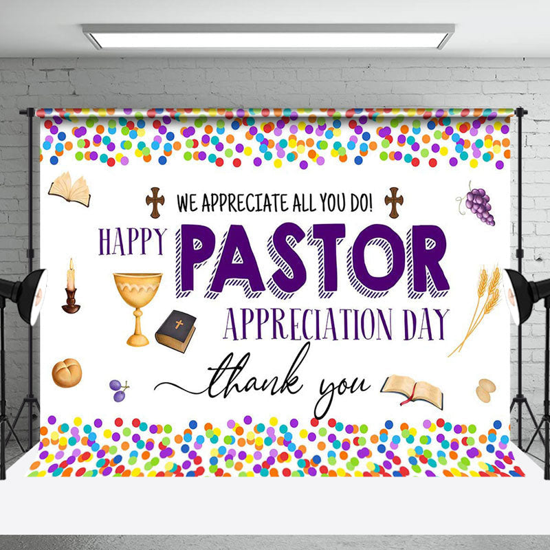 Aperturee - Colorful Dot Happy Pastor Appreciation Day Backdrop