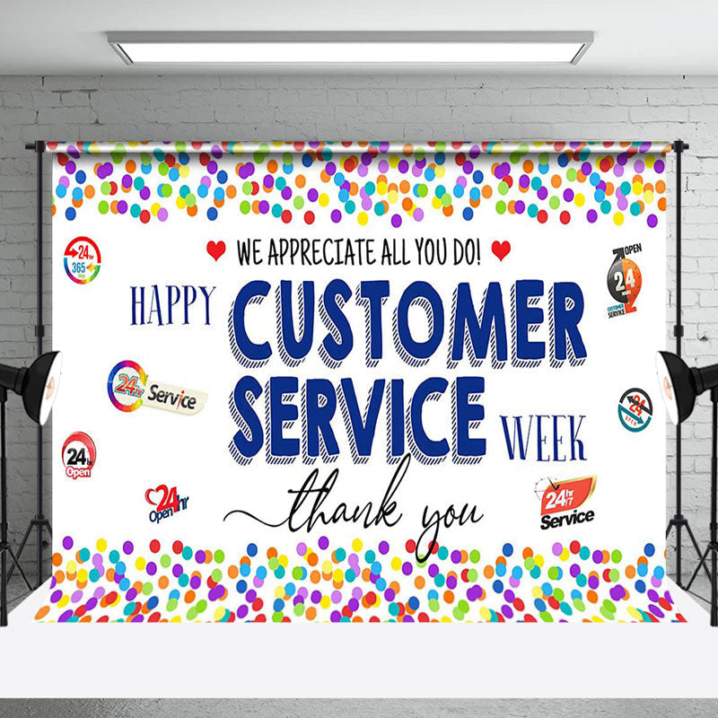 Aperturee - Colorful Dot Thank You Customer Sevice Week Backdrop