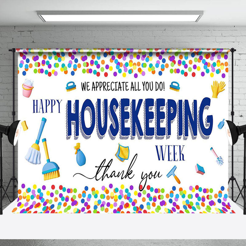 Aperturee - Colorful Dots Thank You Housekeeping Week Backdrop