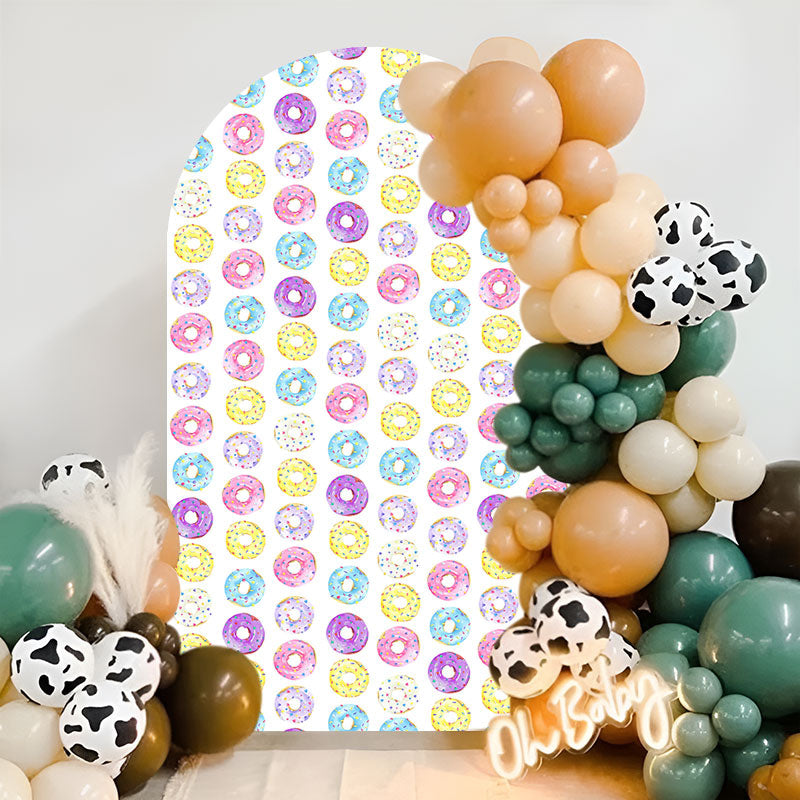 Aperturee - Colorful Dounts Happy Birthday Party Arch Backdrop