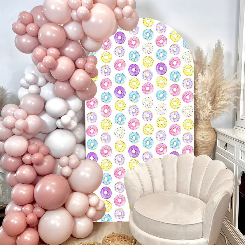 Aperturee - Colorful Dounts Happy Birthday Party Arch Backdrop