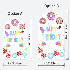 Aperturee - Colorful Dounts Ice Cream Birthday Arch Backdrop