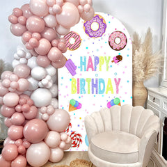 Aperturee - Colorful Dounts Ice Cream Birthday Arch Backdrop