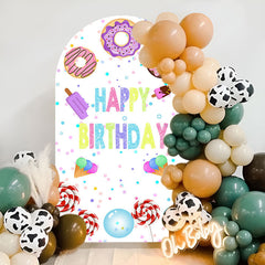 Aperturee - Colorful Dounts Ice Cream Birthday Arch Backdrop