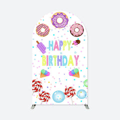 Aperturee - Colorful Dounts Ice Cream Birthday Arch Backdrop