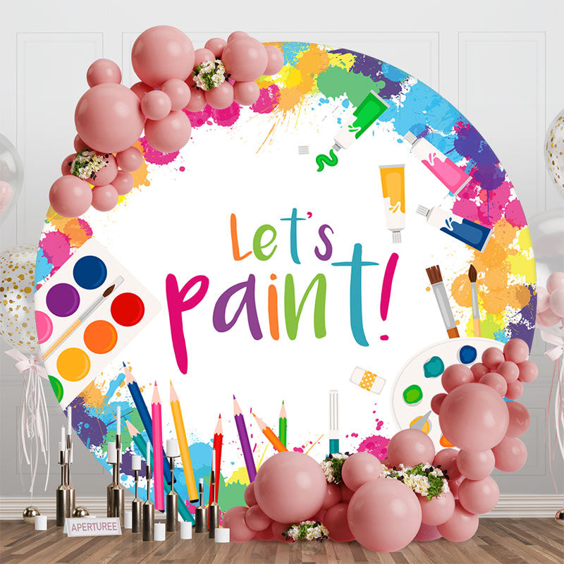 Aperturee - Colorful Drawing Lets Paint Round Party Backdrop