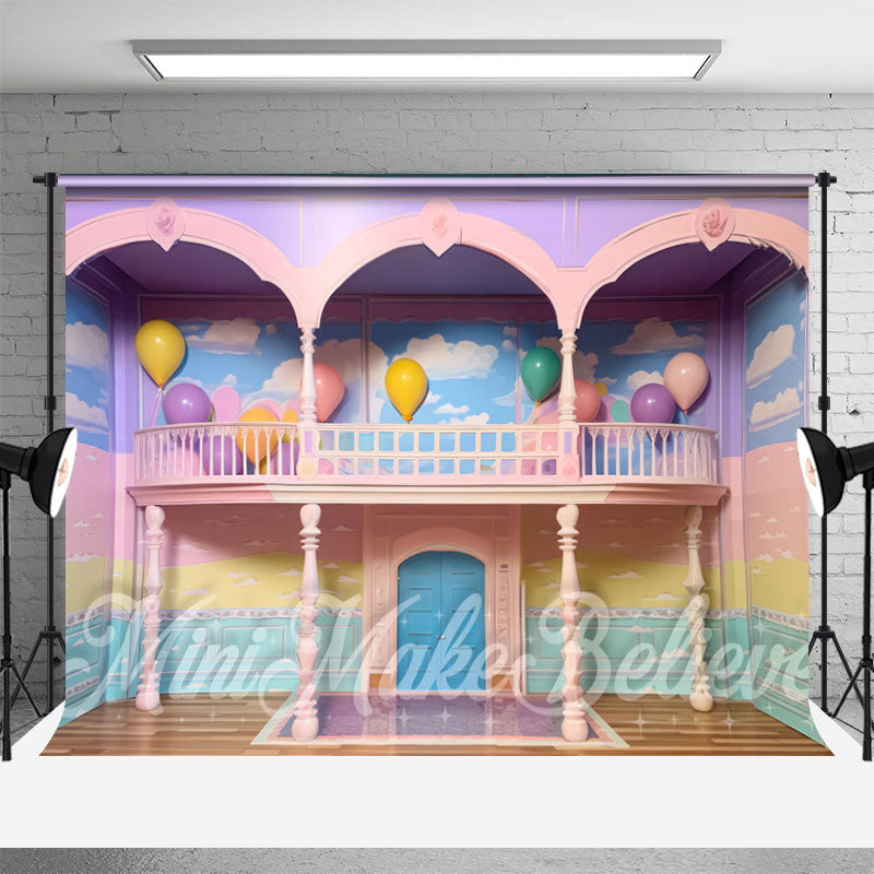 Aperturee - Colorful Dreamy Balcony Balloons Easter Backdrop