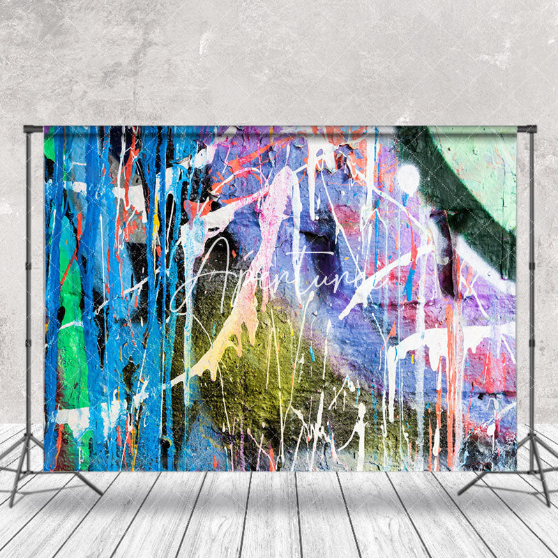 Aperturee - Colorful Dripping Graffiti Wall Photography Backdrop