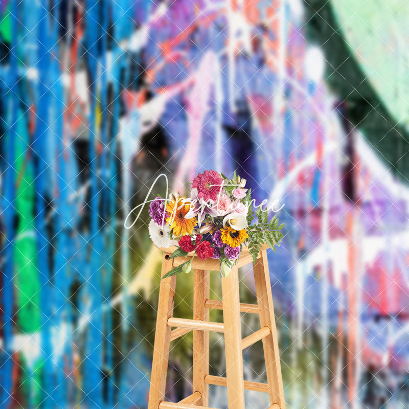 Aperturee - Colorful Dripping Graffiti Wall Photography Backdrop