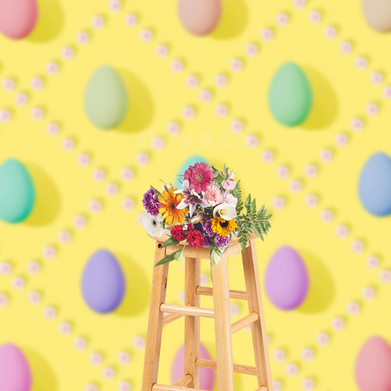 Aperturee - Colorful Egg Floral Easter Backdrops For Photography