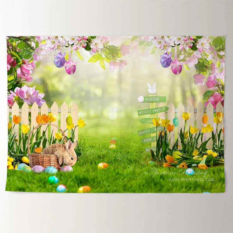 Aperturee - Colorful Egg Hunter Spring Happy Easter Backdrop