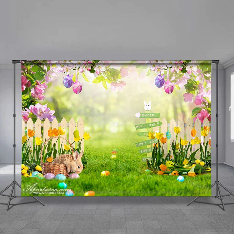 Aperturee - Colorful Egg Hunter Spring Happy Easter Backdrop