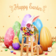 Aperturee - Colorful Eggs Bunny Chick Photo Easter Backdrop