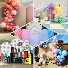 Aperturee - Colorful Eggs Bunny Pink Easter Arch Backdrop Kit