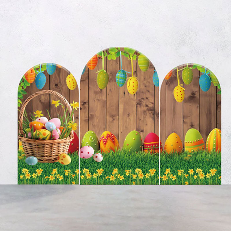 Aperturee - Colorful Eggs Floral Grass Easter Arch Backdrop Kit