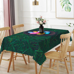 Aperturee - Colorful Eggs Green Lawn Easter Rectangle Tablecloth