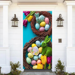 Aperturee - Colorful Eggs Rabbit Happy Easter Door Cover