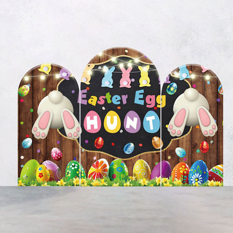 Aperturee - Colorful Eggs Wooden Wall Easter Arch Backdrop Kit