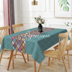 Aperturee - Colorful Ethnic Plaid Green Rectangle Tablecloth