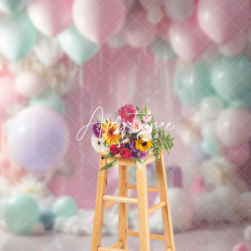 Aperturee - Colorful Fairy Tale Balloons Unicorn Photo Backdrop