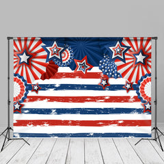 Aperturee - Colorful Flag Blue Red Stripe Independence Day Backdrop