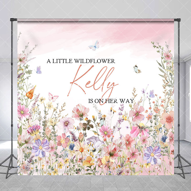 Aperturee - Colorful Floral Butterfly Custom Baby Shower Backdrop