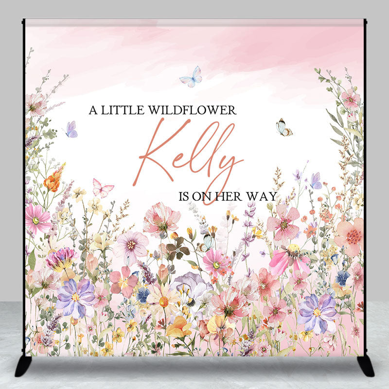 Aperturee - Colorful Floral Butterfly Custom Baby Shower Backdrop