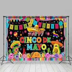 Aperturee - Colorful Floral Carnival Happy Cinco De Mayo Backdrop