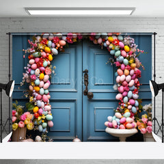 Aperturee - Colorful Floral Egg Door Easter Backdrops For Photo