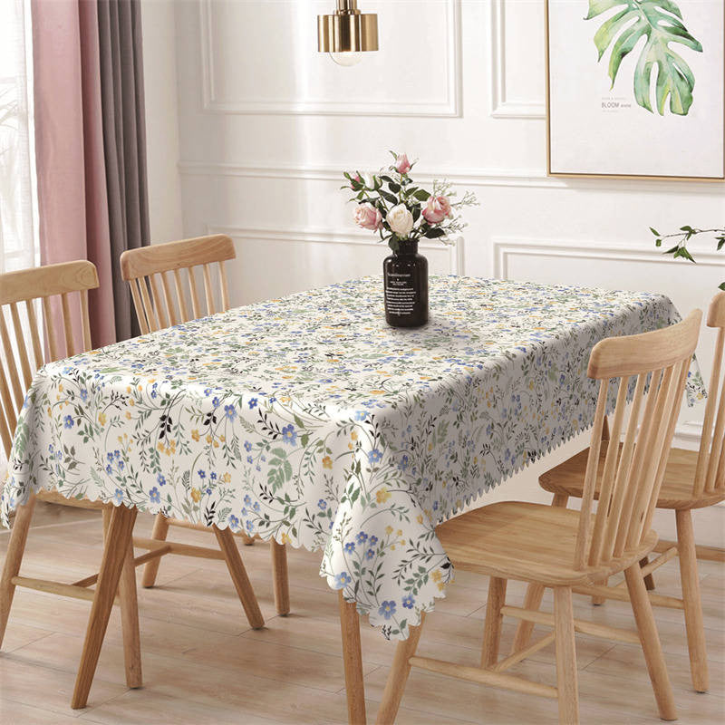 Aperturee - Colorful Floral Greenery Spring Rectangle Tablecloth