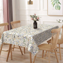 Aperturee - Colorful Floral Greenery Spring Rectangle Tablecloth