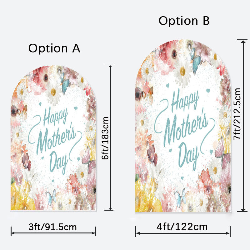 Aperturee - Colorful Floral Happy Mothers Day Arch Backdrop