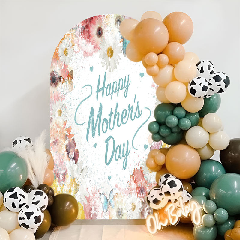 Aperturee - Colorful Floral Happy Mothers Day Arch Backdrop