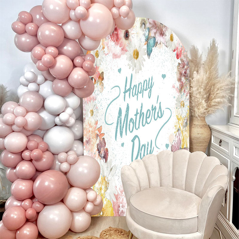 Aperturee - Colorful Floral Happy Mothers Day Arch Backdrop