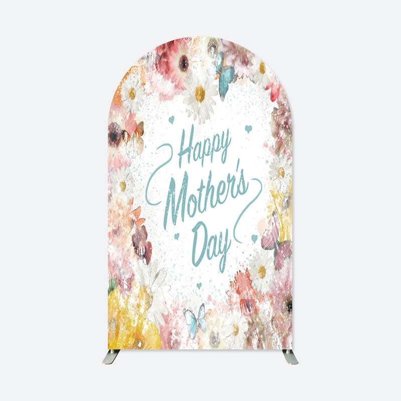 Aperturee - Colorful Floral Happy Mothers Day Arch Backdrop