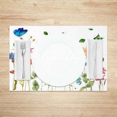 Aperturee - Colorful Floral Leaf Butterfly Set Of 4 Placemats