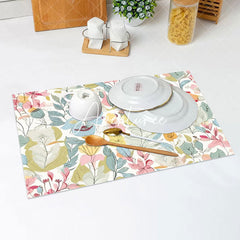 Aperturee - Colorful Floral Leaves Spring Set Of 4 Placemats