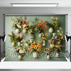 Aperturee - Colorful Floral Light Green Wall Spring Backdrop