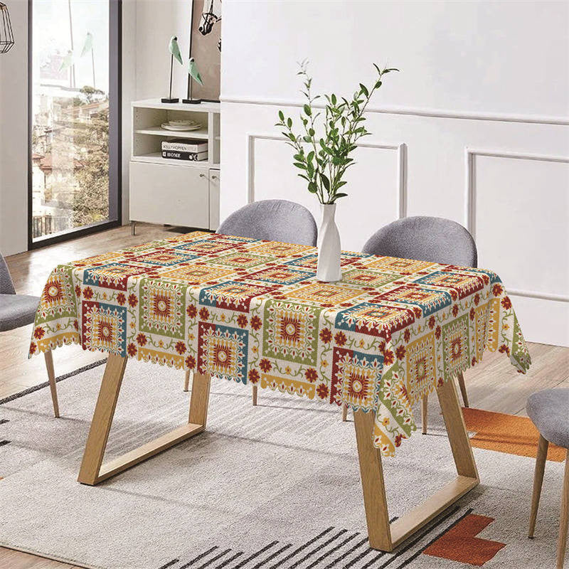 Aperturee - Colorful Floral Patterns Rerto Rectangle Tablecloth