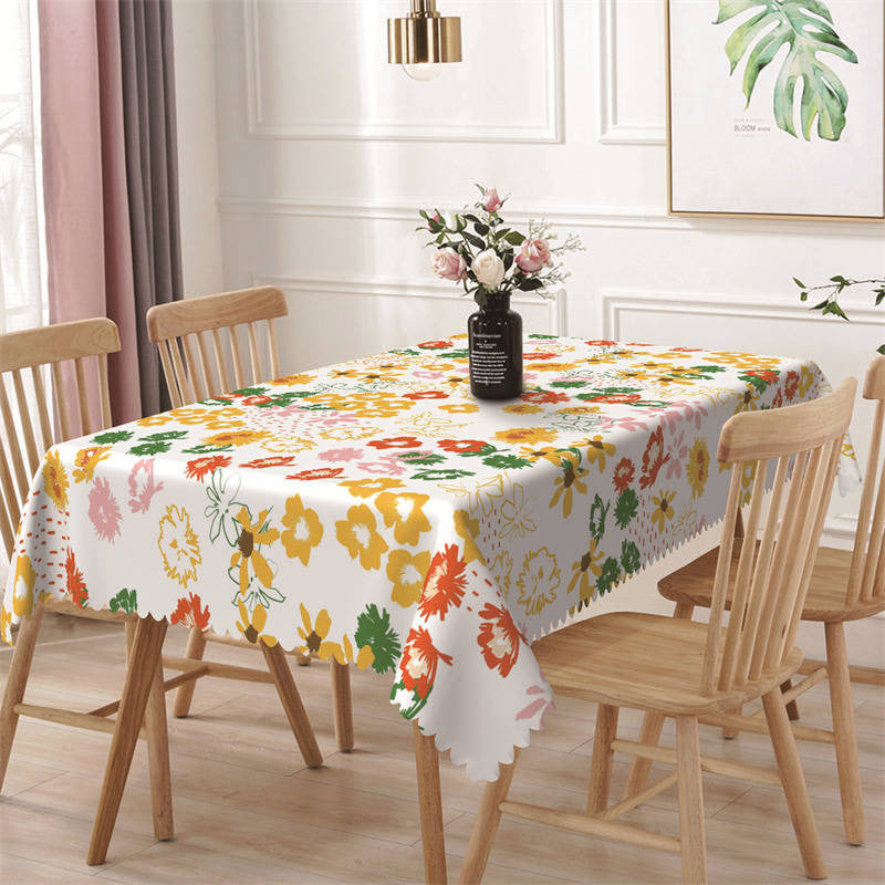 Aperturee - Colorful Floral Patterns Spring Rectangle Tablecloth