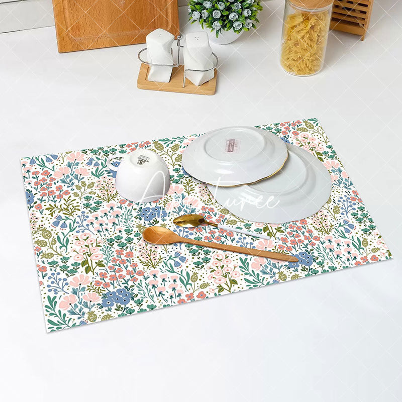 Aperturee - Colorful Floral Spring Dining Set Of 4 Placemats