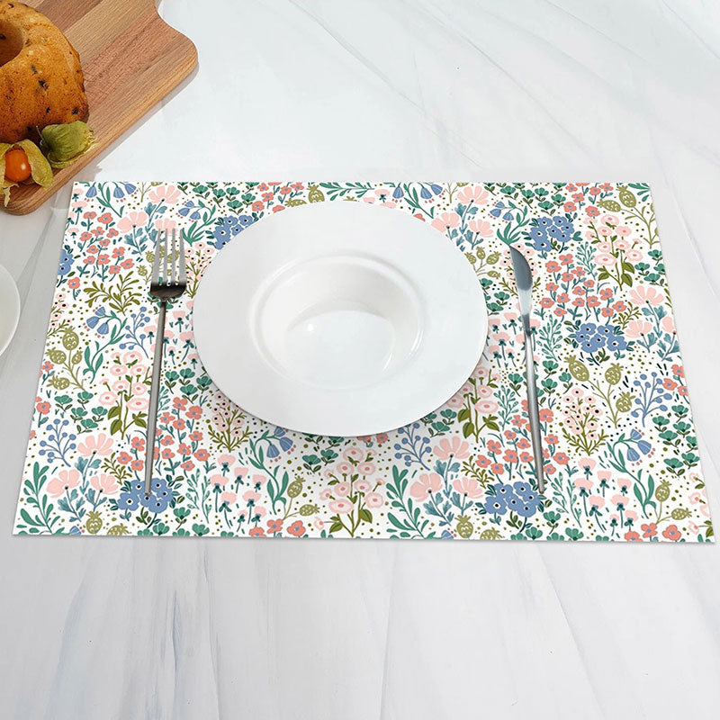 Aperturee - Colorful Floral Spring Dining Set Of 4 Placemats