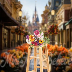 Aperturee - Colorful Floral Street Castle Architecture Backdrop