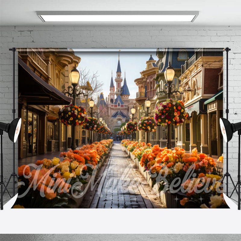 Aperturee - Colorful Floral Street Castle Architecture Backdrop