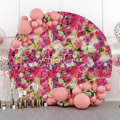 Aperturee - Colorful Floral Wall Romantic Round Wedding Backdrop