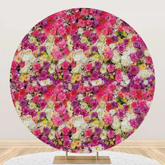 Aperturee - Colorful Floral Wall Romantic Round Wedding Backdrop